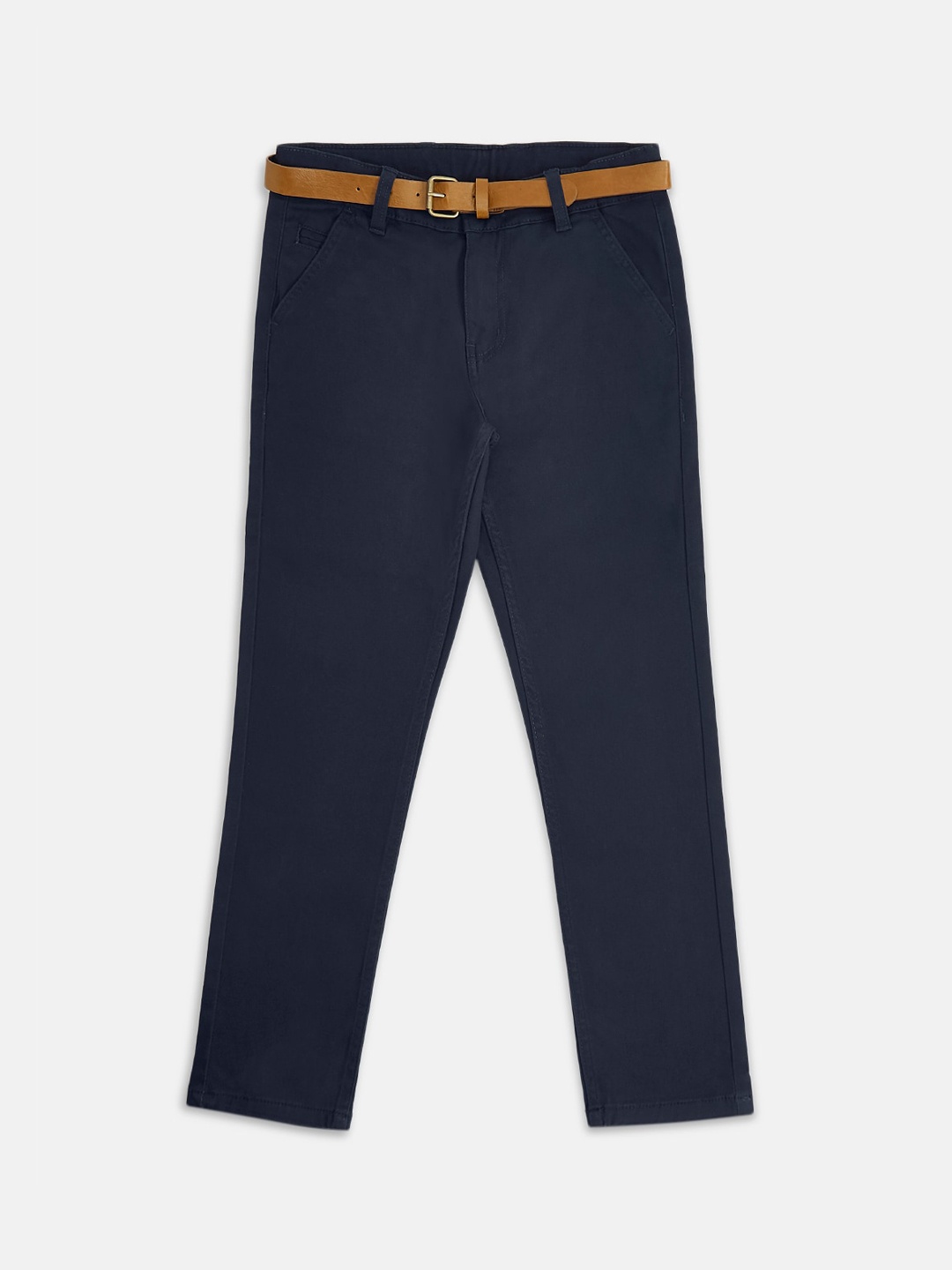 Pantaloons Junior Boys Navy Blue Regular Fit Solid Cotton Chinos