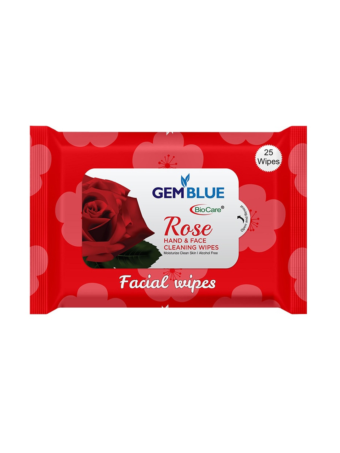 GEMBLUE BioCare Set of 4 Rose Facial Wipes, Red