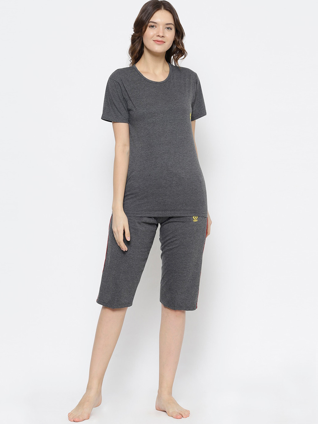 VIMAL JONNEY Women Grey Solid Night suit
VIMAL JONNEY Women Grey Solid Night suit