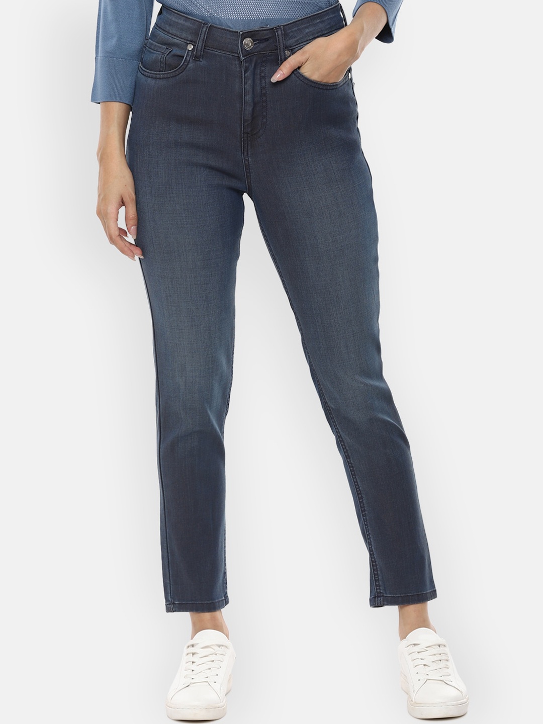 Van Heusen Woman Women Blue Slim Fit Mid-Rise Clean Look Jeans