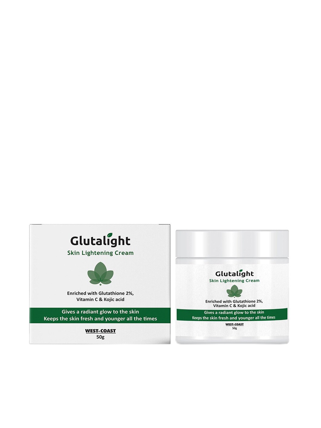 Glutalight Glutathione, Vitamin C, Kojic Acid Skin Brightening & Lightening Cream - 50 g, White