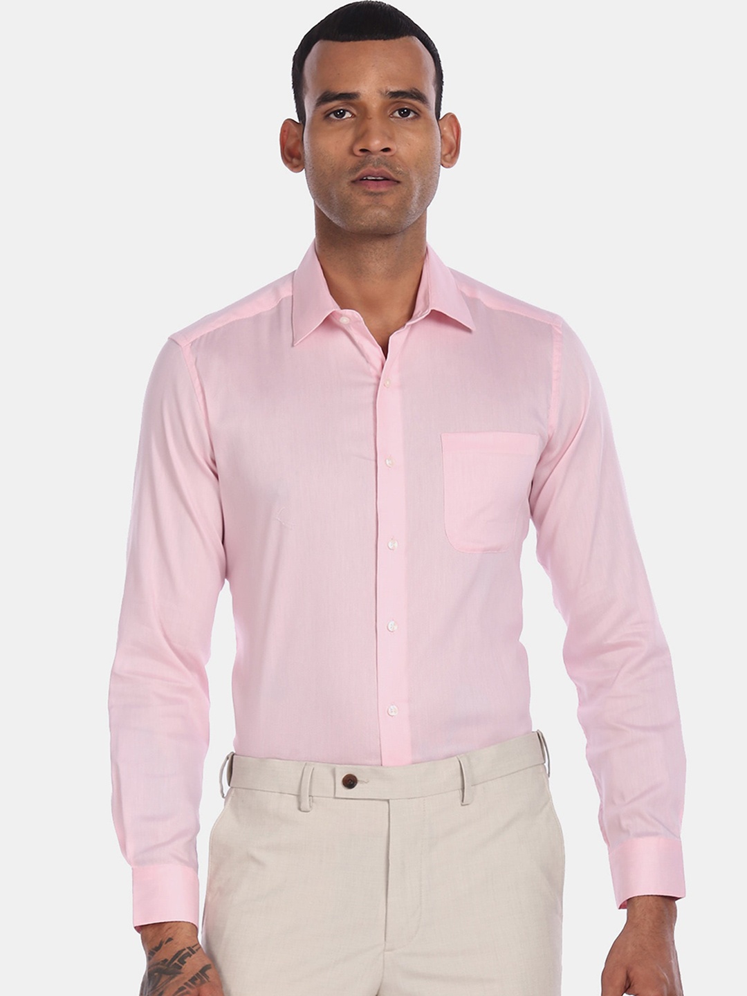 Arrow Men Pink Slim Fit Solid Formal Shirt