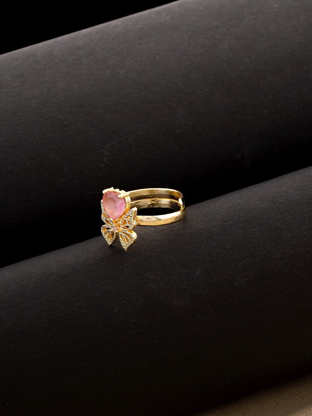 Voylla Gold-Plated Pink Gemstone-Studded Love Paradise Butterfly Adjustable Finger Ring
Voylla Gold-Plated Pink Gemstone-Studded Love Paradise Butterfly Adjustable Finger Ring