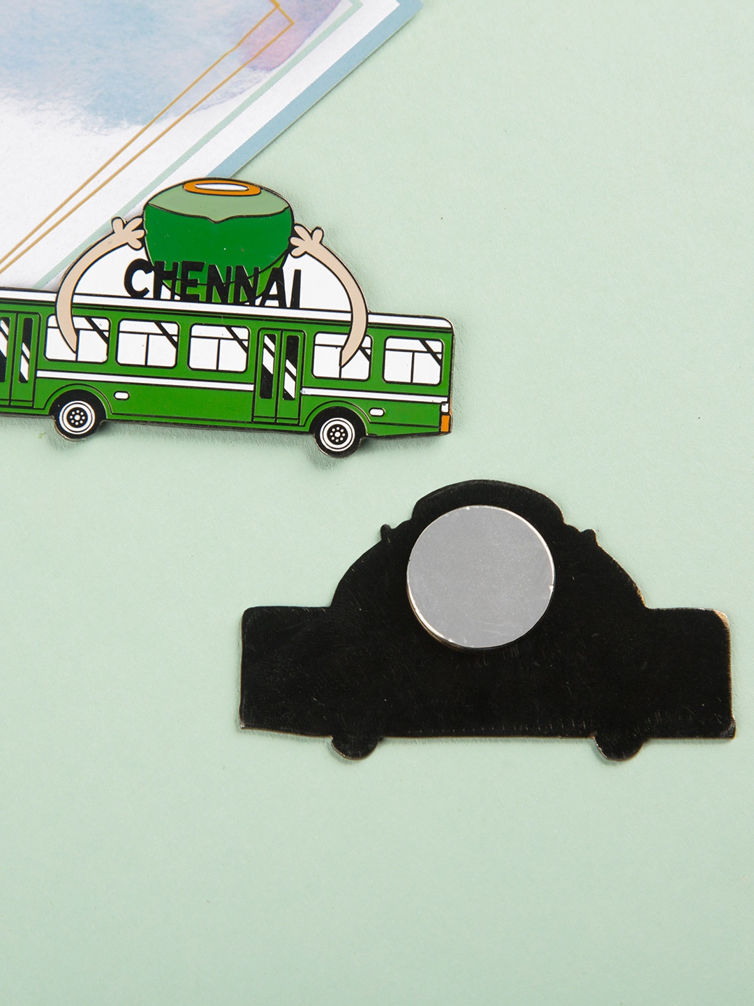 Bigsmall Green & White Indian City Chennai Fridge Magnet