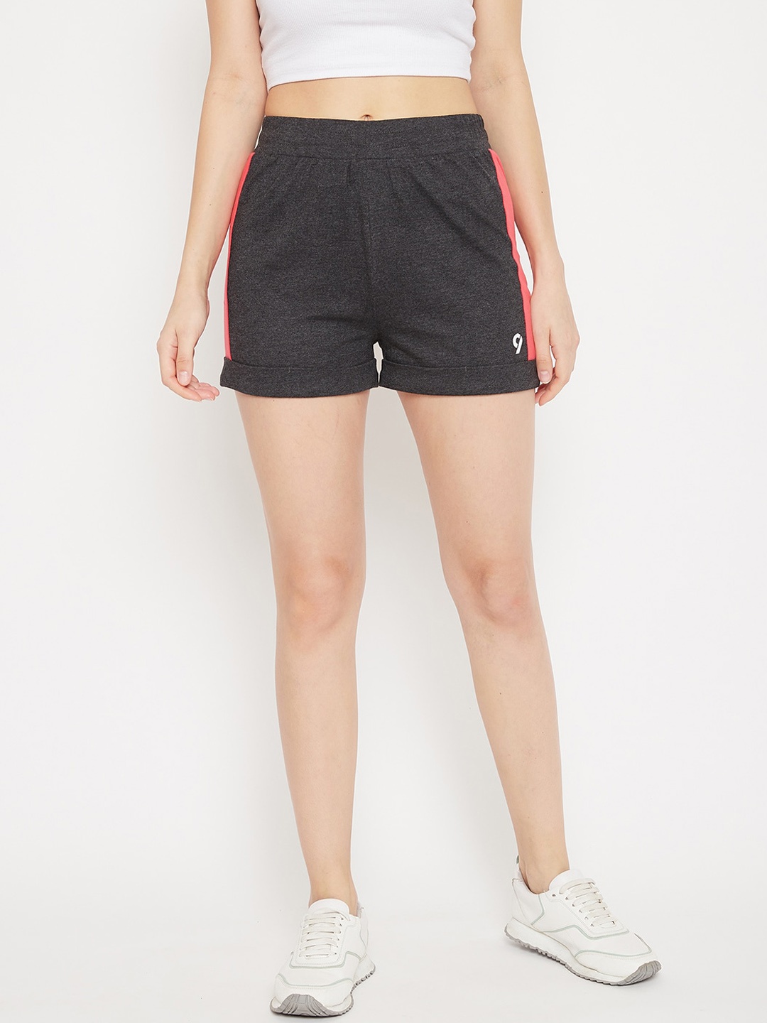 C9 AIRWEAR Women Grey Solid Regular Fit Sports Shorts