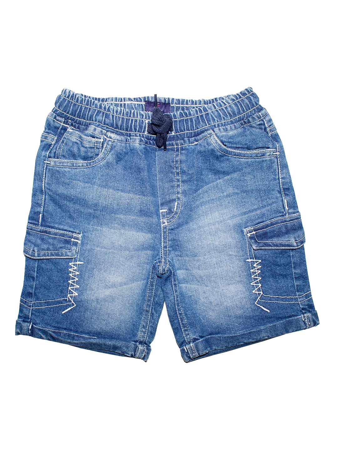 KiddoPanti Boys Blue Washed Regular Fit Denim Shorts