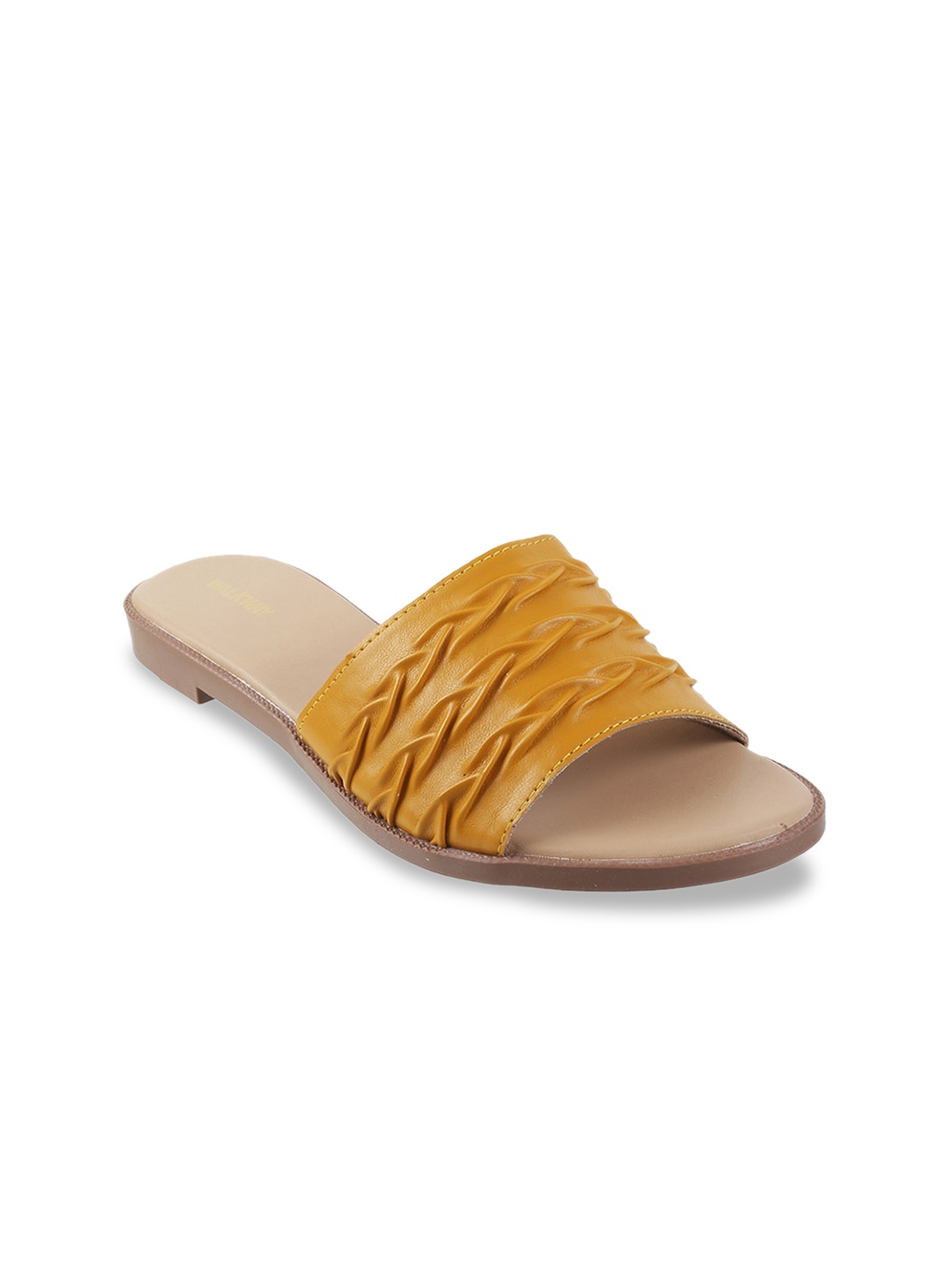 WALKWAY by Metro Women Mustard Yellow Textured Open Toe Flats