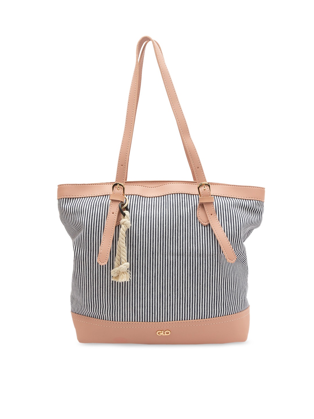 Globus Navy Blue & White Striped Shoulder Bag