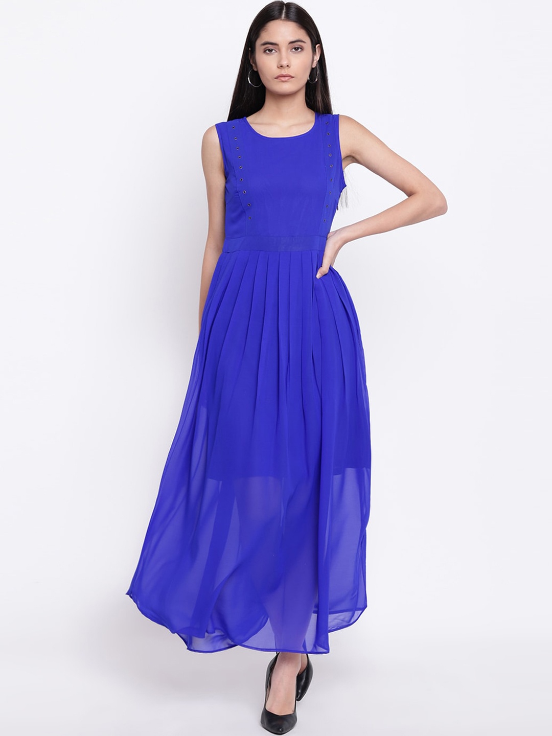 RIVI Women Blue Solid Maxi Dress