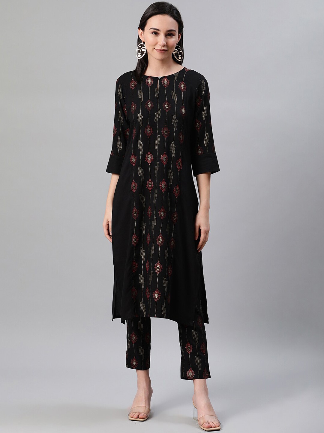 ZIYAA Women Black Ethnic Motifs Printed Kurta