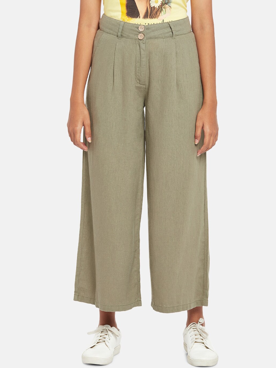 Honey by Pantaloons Women Olive Green Regular Fit Solid Culottes