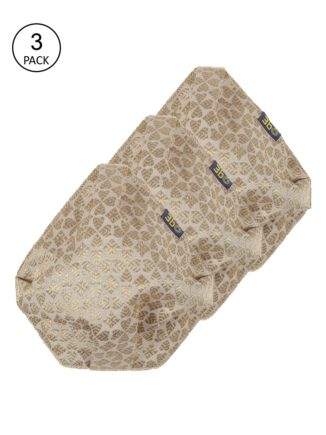 3BO Women Pack Of 3 Beige & Gold-Toned 3-ply Reusable Jacquard Cloth Face Masks
3BO Women Pack Of 3 Beige & Gold-Toned 3-ply Reusable Jacquard Cloth Face Masks