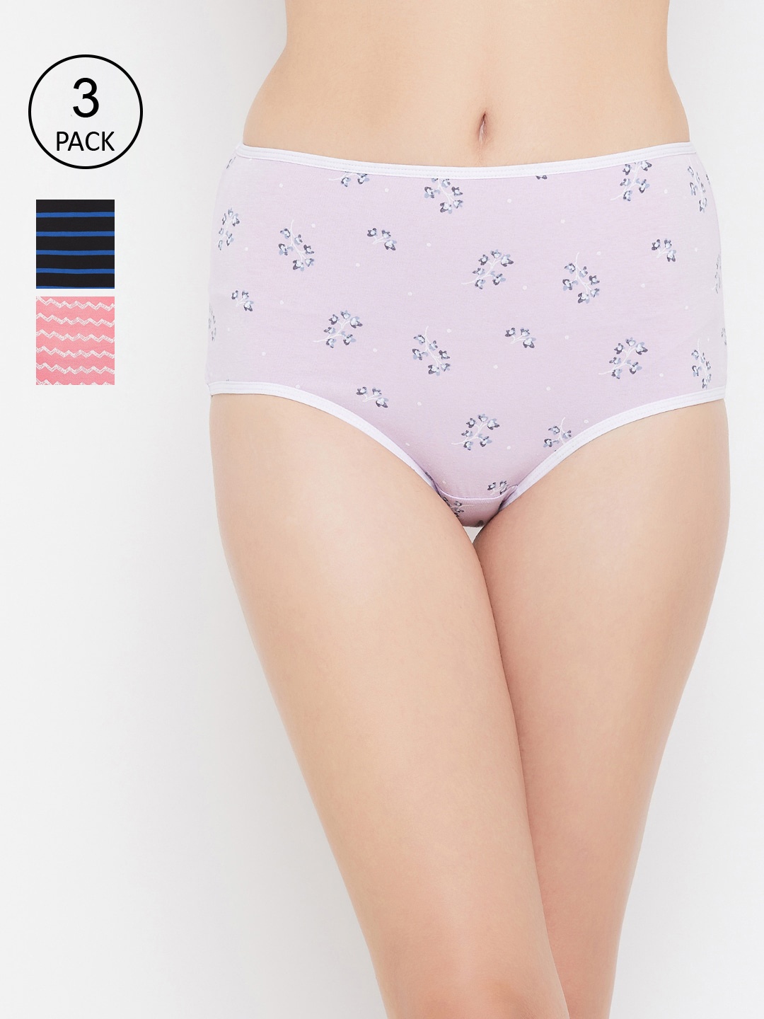 Clovia Women Pack Of 3 Hipster Briefs COMPN1056M, Pink