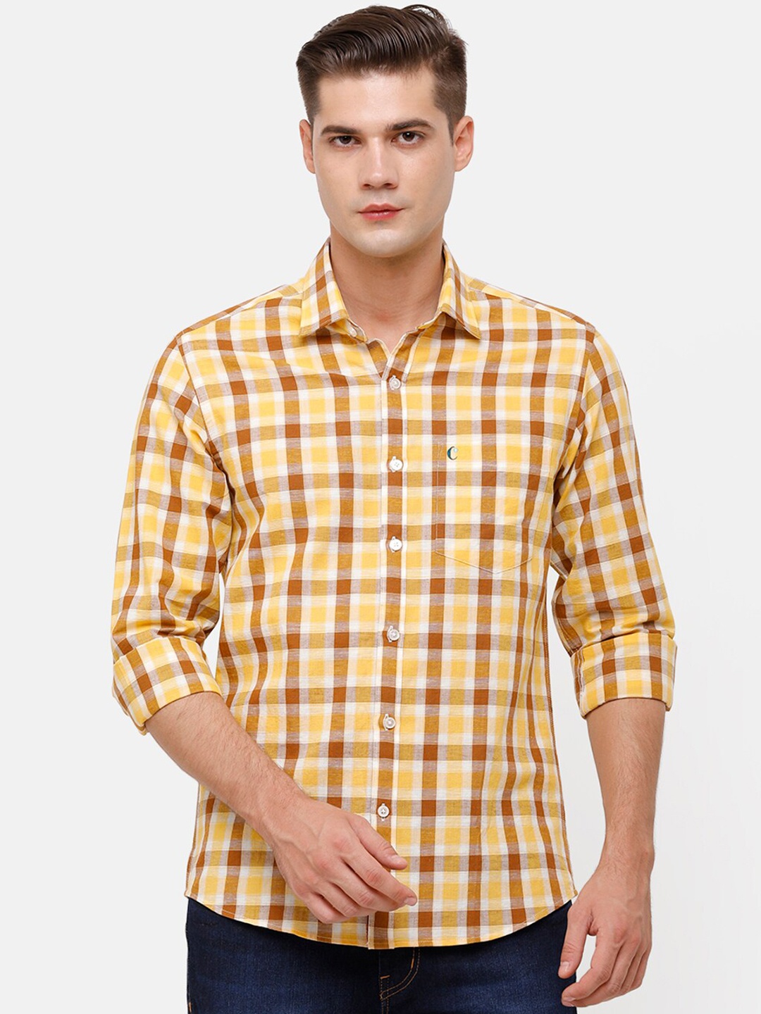 CAVALLO by Linen Club Men Yellow & Brown Checked Linen Cotton Regular Fit Casual Shirt
CAVALLO by Linen Club Men Yellow & Brown Checked Linen Cotton Regular Fit Casual Shirt