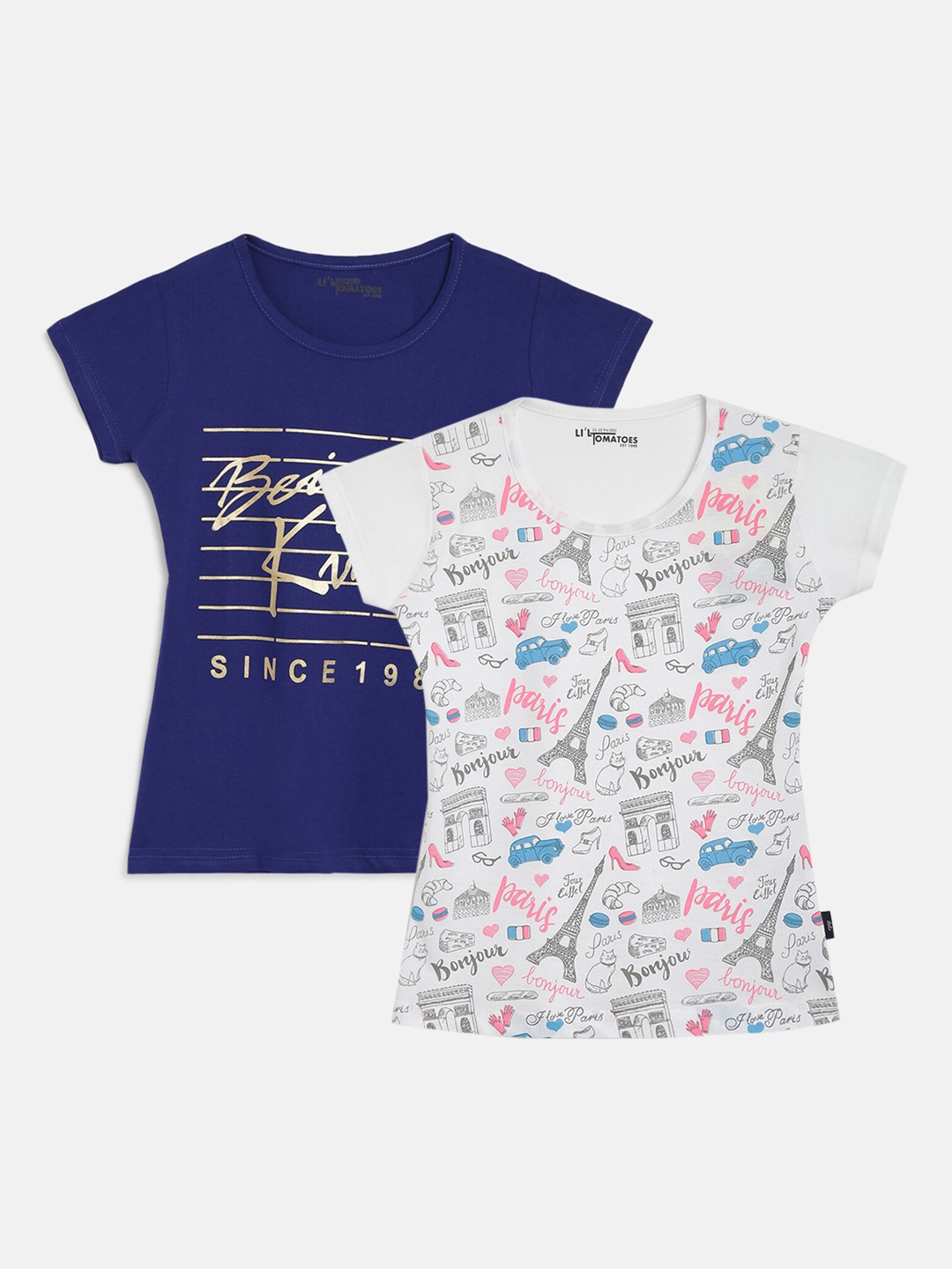 Lil Tomatoes Pack of 2 Typography Printed Regular Top Comes with a Pen, Navy blue
Lil Tomatoes Pack of 2 Typography Printed Regular Top Comes with a Pen, Navy blue