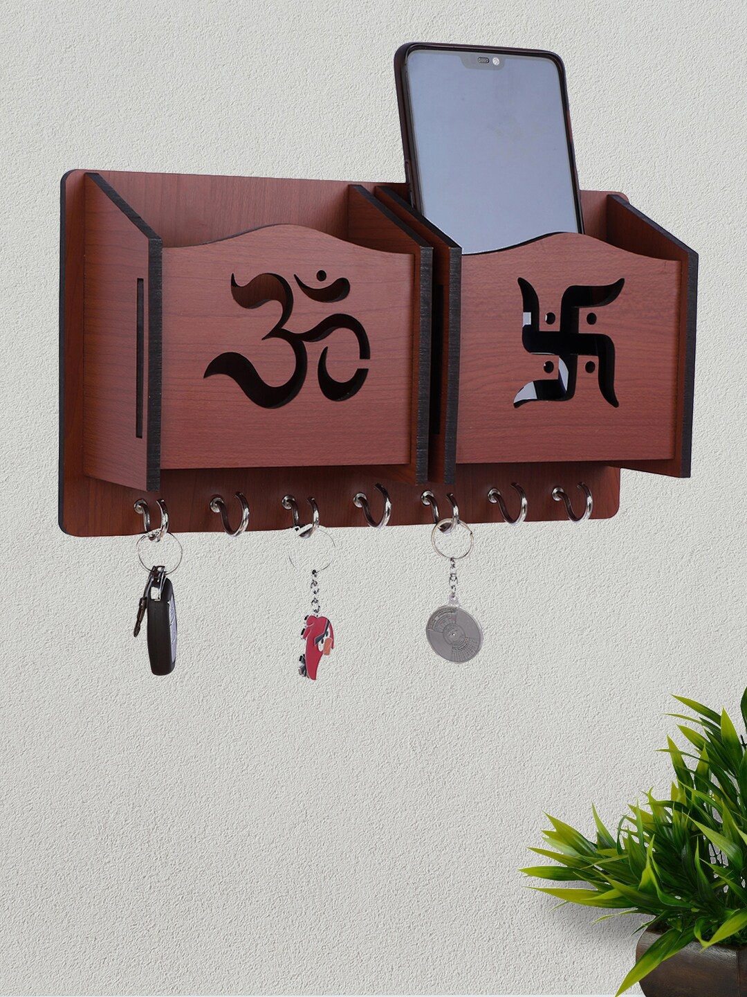ROMEE Coffee Brown Solid Key Holder & Mobile Stand Holder