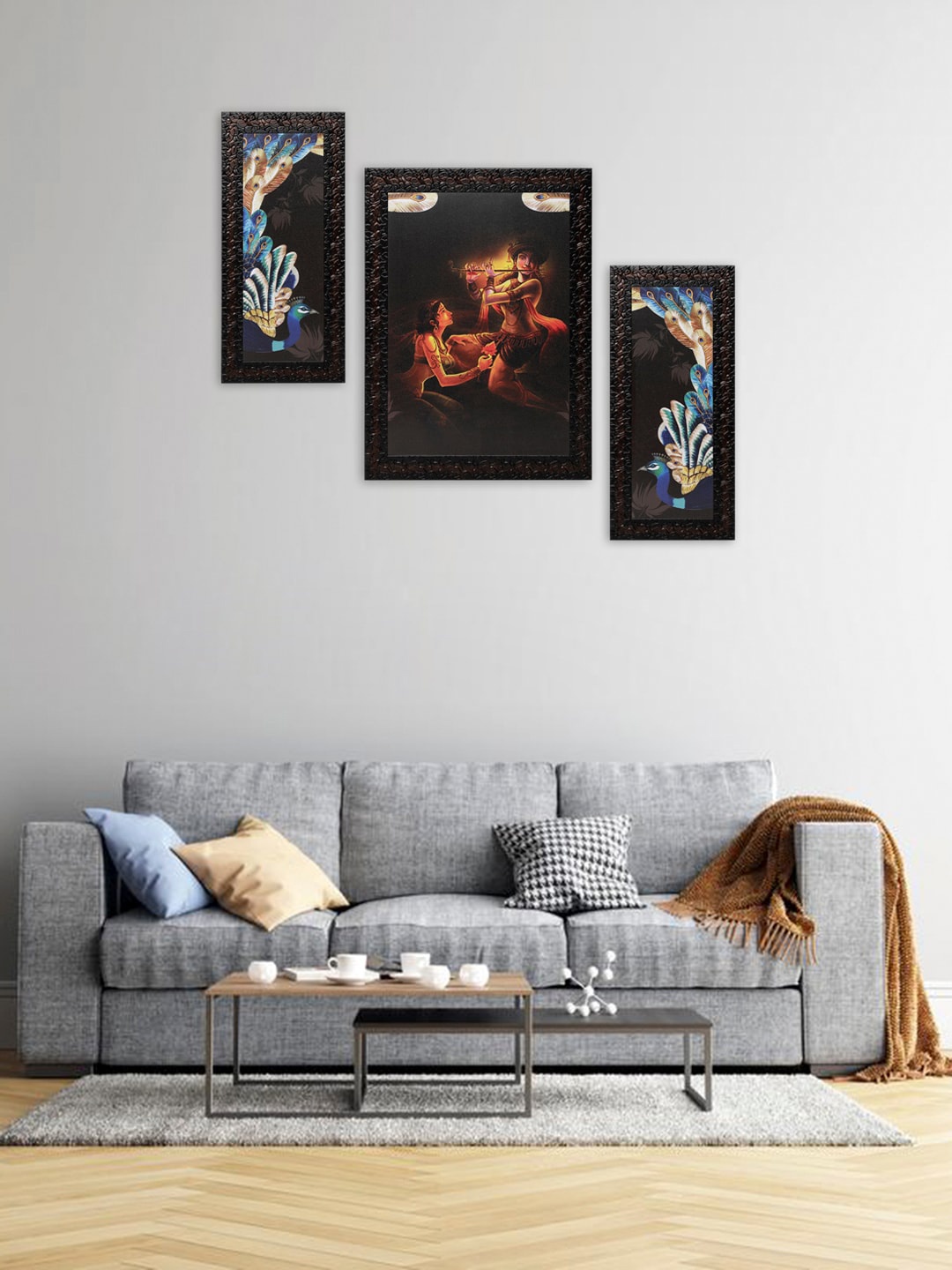 Indianara Set of 3 Multicoloured Radha Krishna Framed Wall Paintings without Glass, Brown
Indianara Set of 3 Multicoloured Radha Krishna Framed Wall Paintings without Glass, Brown