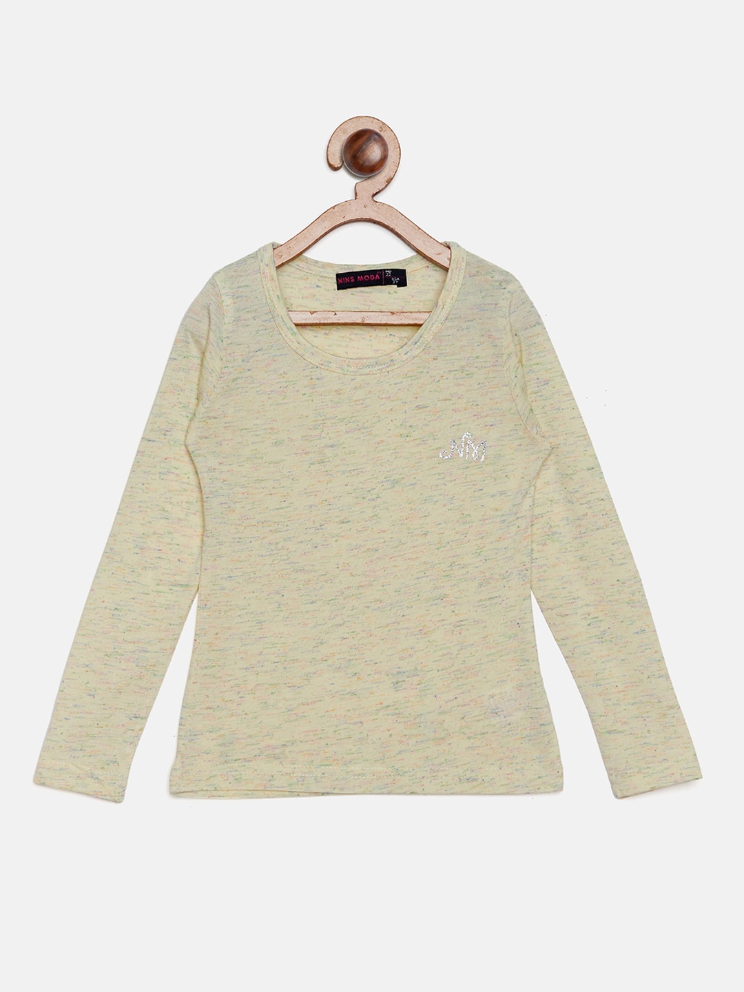 Nins Moda Cream-Coloured Self Design Regular Top