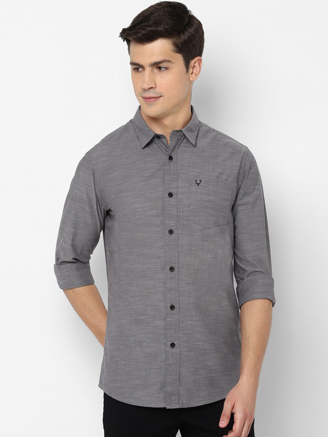 Allen Solly Sport Men Grey Regular Fit Solid Casual Shirt