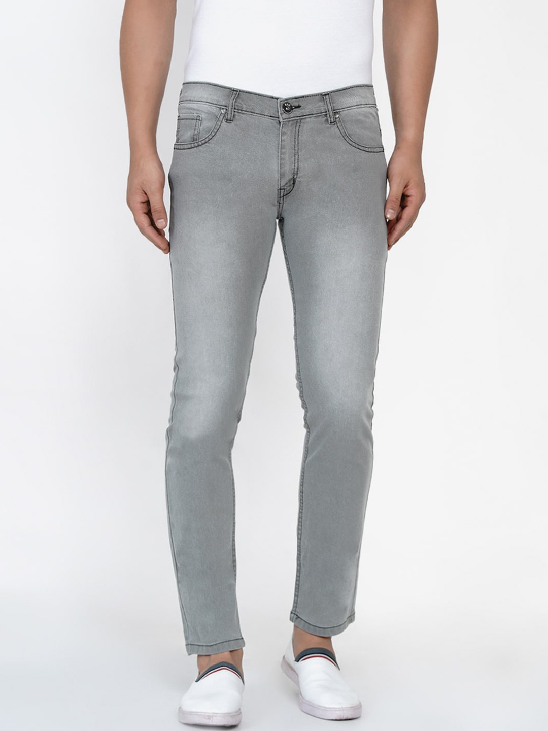 Dais Men Grey Slim Fit Mid-Rise Clean Look Jeans