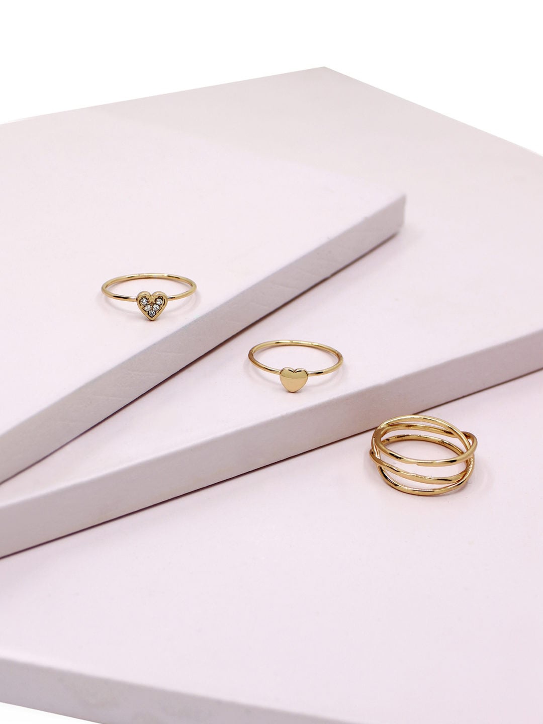 Runway Ritual Set Of 3 Gold-Toned Delicate Finger Rings