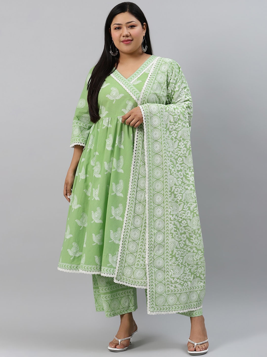 EXTRA LOVE BY LIBAS Women Green Anarkali Pure Cotton Kurta with Palazzos & With Dupatta
EXTRA LOVE BY LIBAS Women Green Anarkali Pure Cotton Kurta with Palazzos & With Dupatta