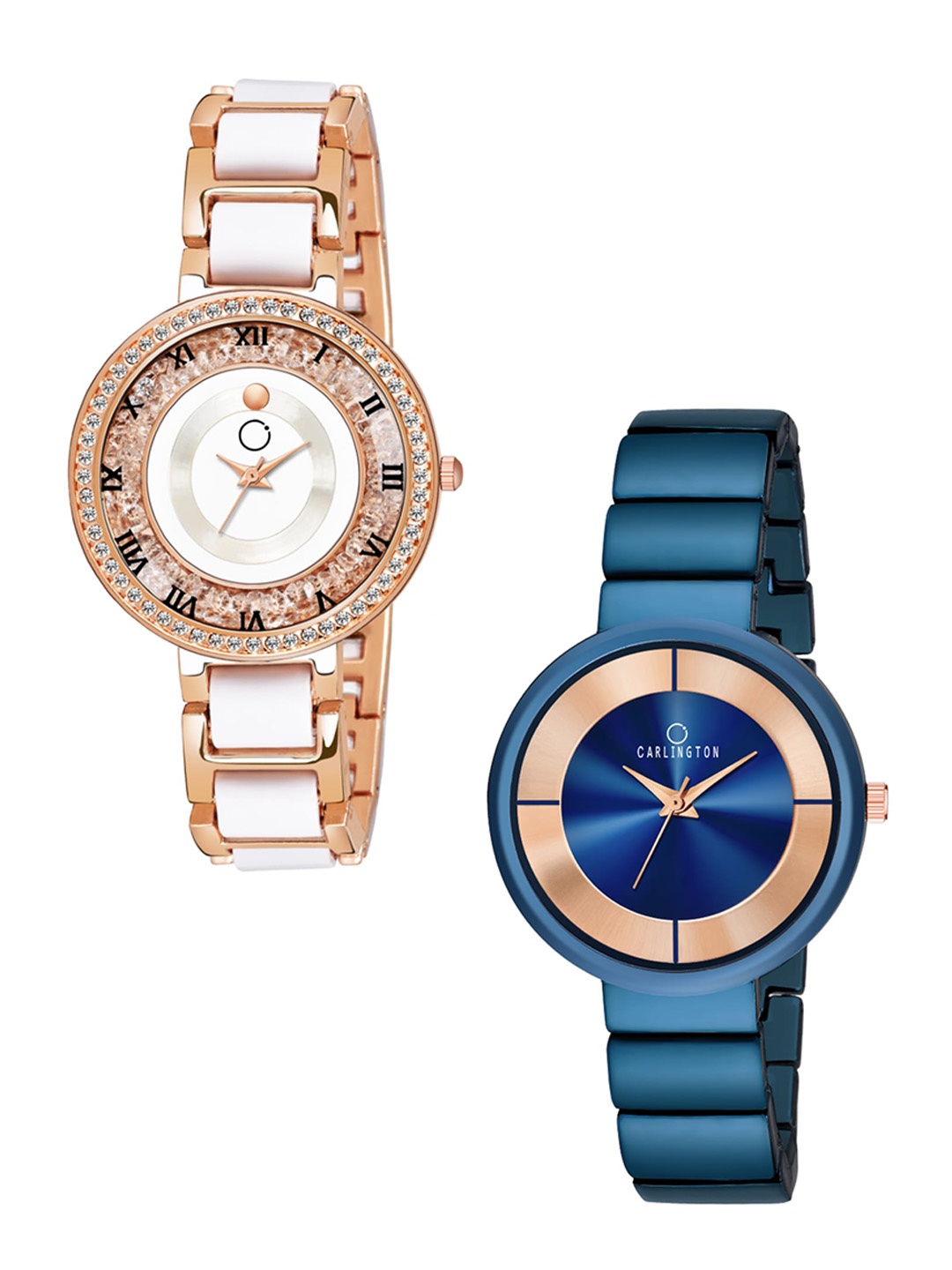 CARLINGTON Women Set Of 2 Analogue Watches, White