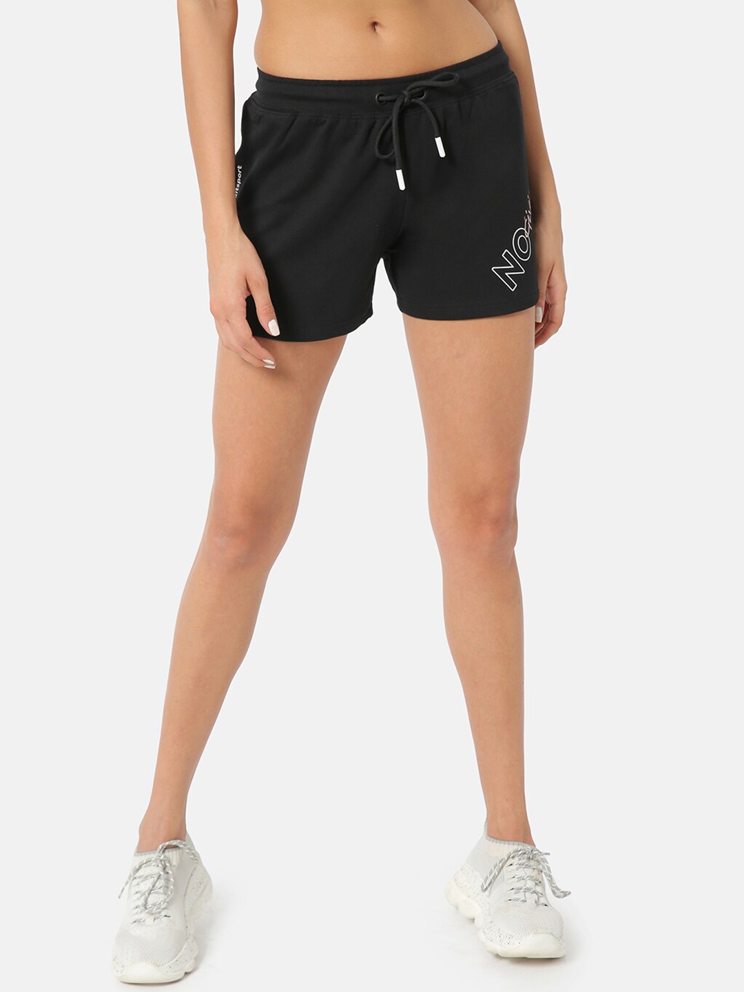 Cultsport Women Black Printed Regular Fit Regular Shorts