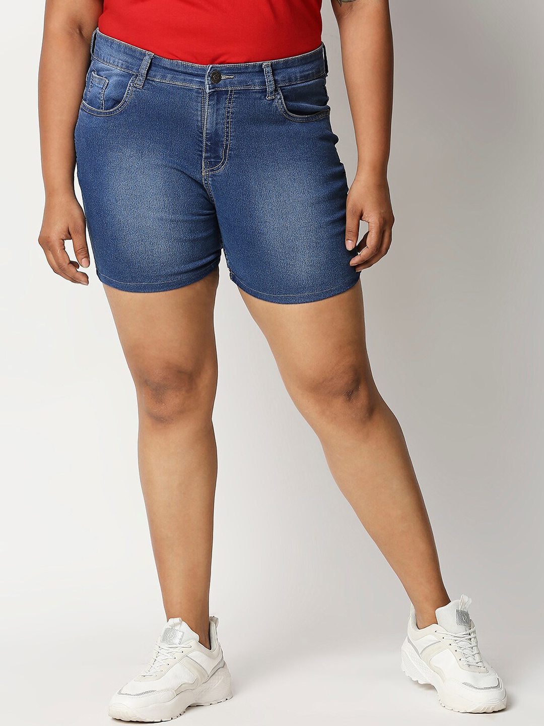 ZUSH Women Blue Solid Regular Fit Denim Shorts