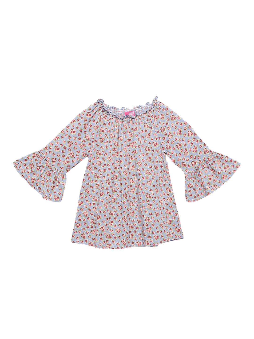 UNDER FOURTEEN ONLY Girls Blue & Red Floral Printed Bell Sleeves Pure Cotton A-Line Top
UNDER FOURTEEN ONLY Girls Blue & Red Floral Printed Bell Sleeves Pure Cotton A-Line Top