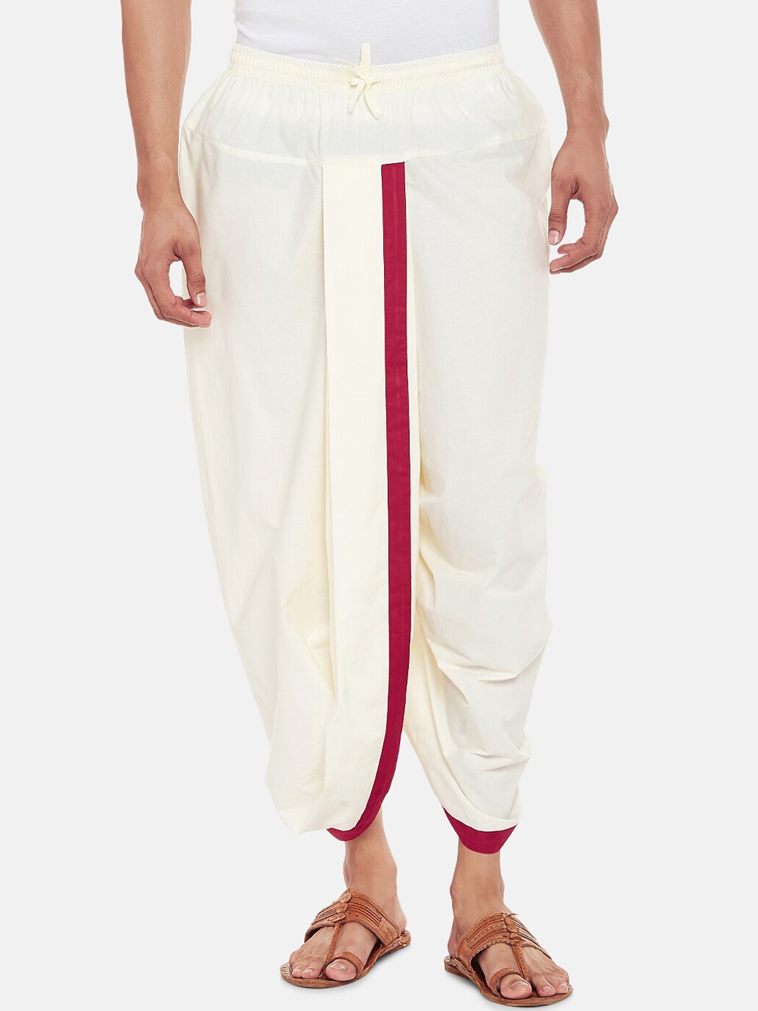 indus route by Pantaloons Men Off White Solid Dhoti Pants