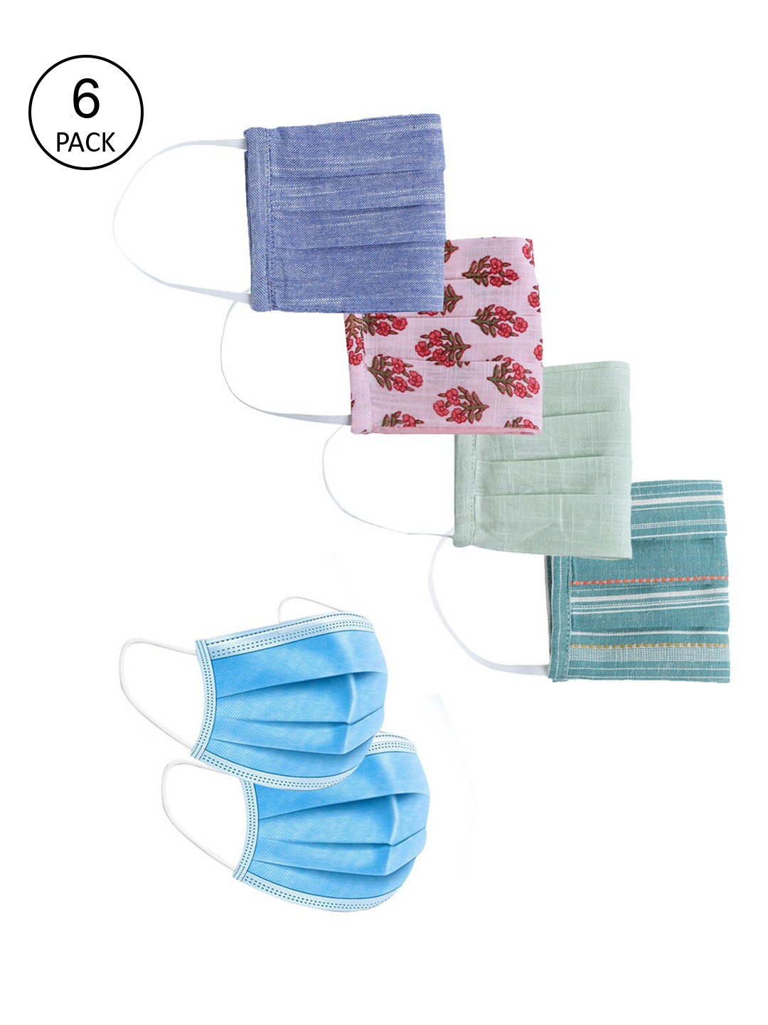 Jaipur Kurti Pack Of 6 Multicoloured 2-Ply Reusable Cloth Masks With Detachable Filter, Blue
Jaipur Kurti Pack Of 6 Multicoloured 2-Ply Reusable Cloth Masks With Detachable Filter, Blue