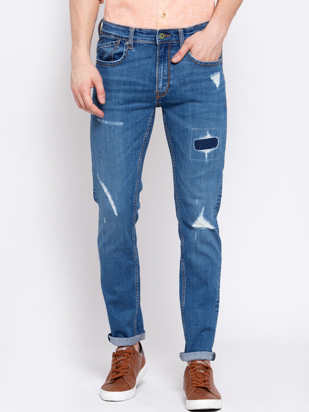 Pepe Jeans Men Blue Regular Fit Mid-Rise Mildly Distressed Jeans