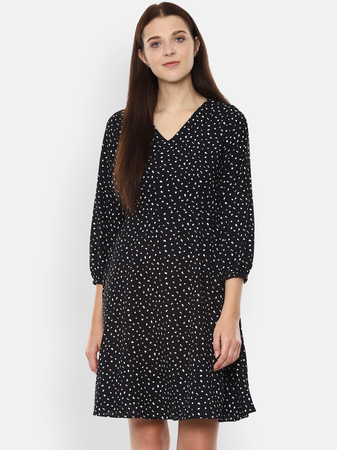 Van Heusen Woman Black & White Printed A-Line Dress