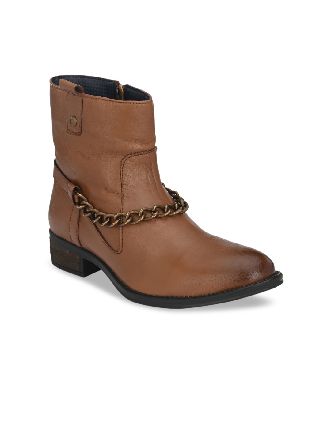 Delize Women Tan Solid Heeled Boots