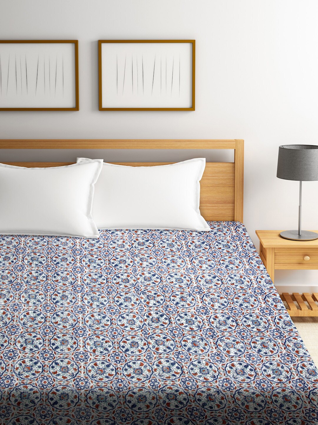 Rajasthan Decor Blue & Off-White Floral Block Printed Cotton Jaipuri Kantha Double Bed Cover
Rajasthan Decor Blue & Off-White Floral Block Printed Cotton Jaipuri Kantha Double Bed Cover
