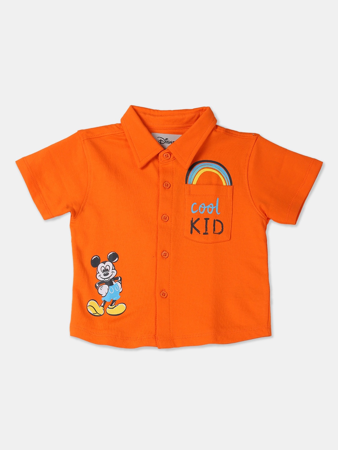 Colt Boys Disney Orange & Blue Pure Cotton Regular Fit Printed Casual Shirt