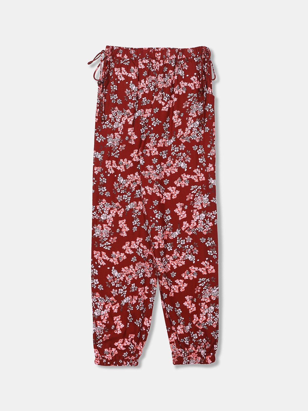 Cherokee Girls Maroon & Pink Pure Cotton Regular Fit Printed Joggers