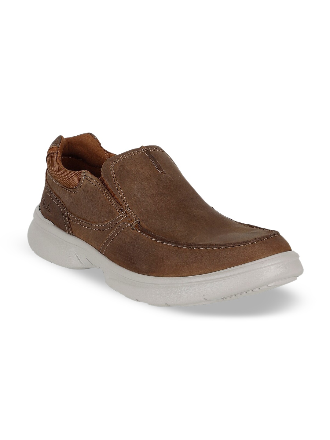 Clarks Men Tan Brown Leather Slip-On Casual Sneakers
