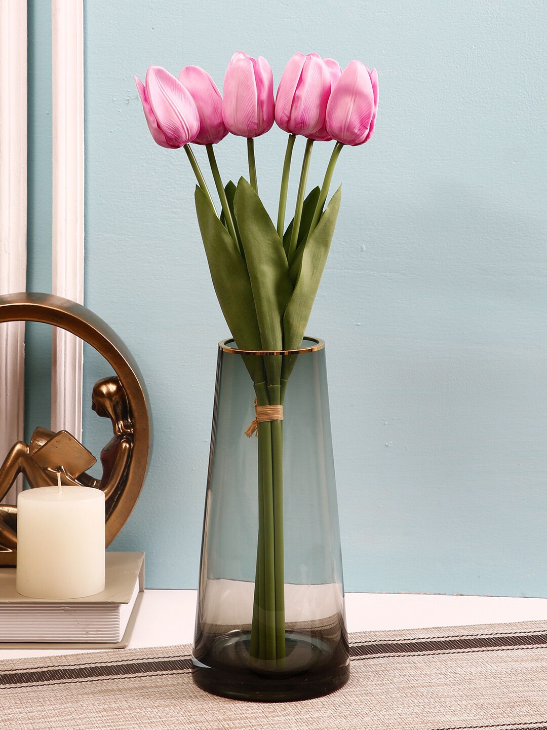 TAYHAA Set Of 6 Pink & Green Realistic Charm Shaded Artificial Tulip Flower Sticks, Purple
TAYHAA Set Of 6 Pink & Green Realistic Charm Shaded Artificial Tulip Flower Sticks, Purple