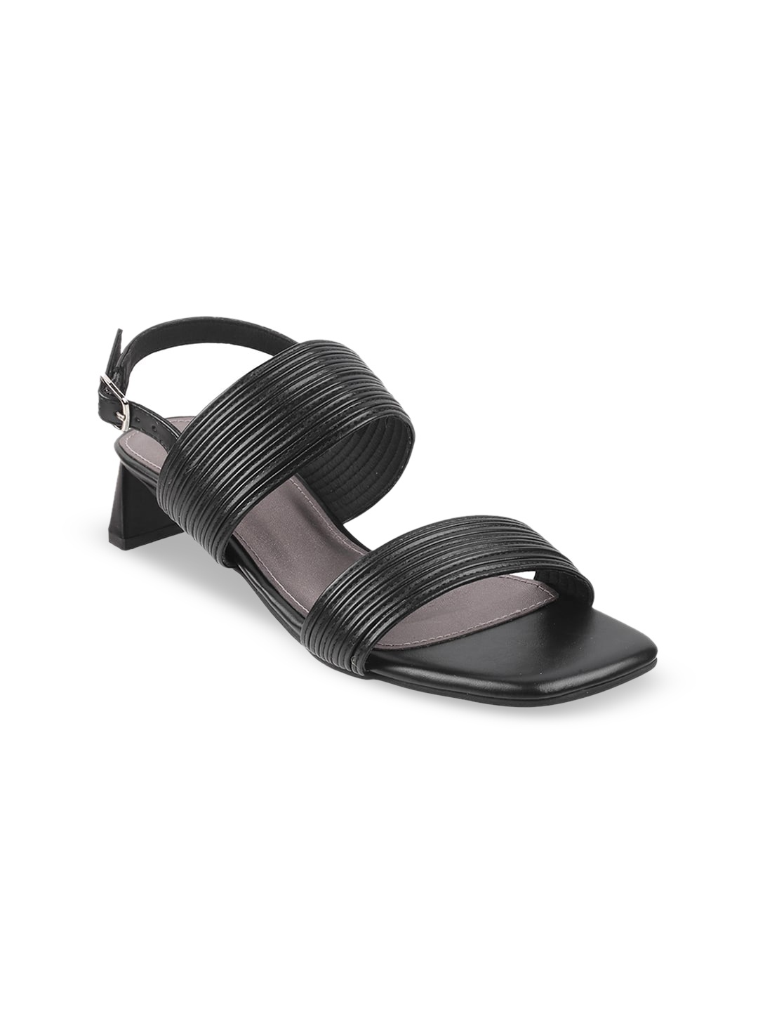 Mochi Women Black Textured Heels