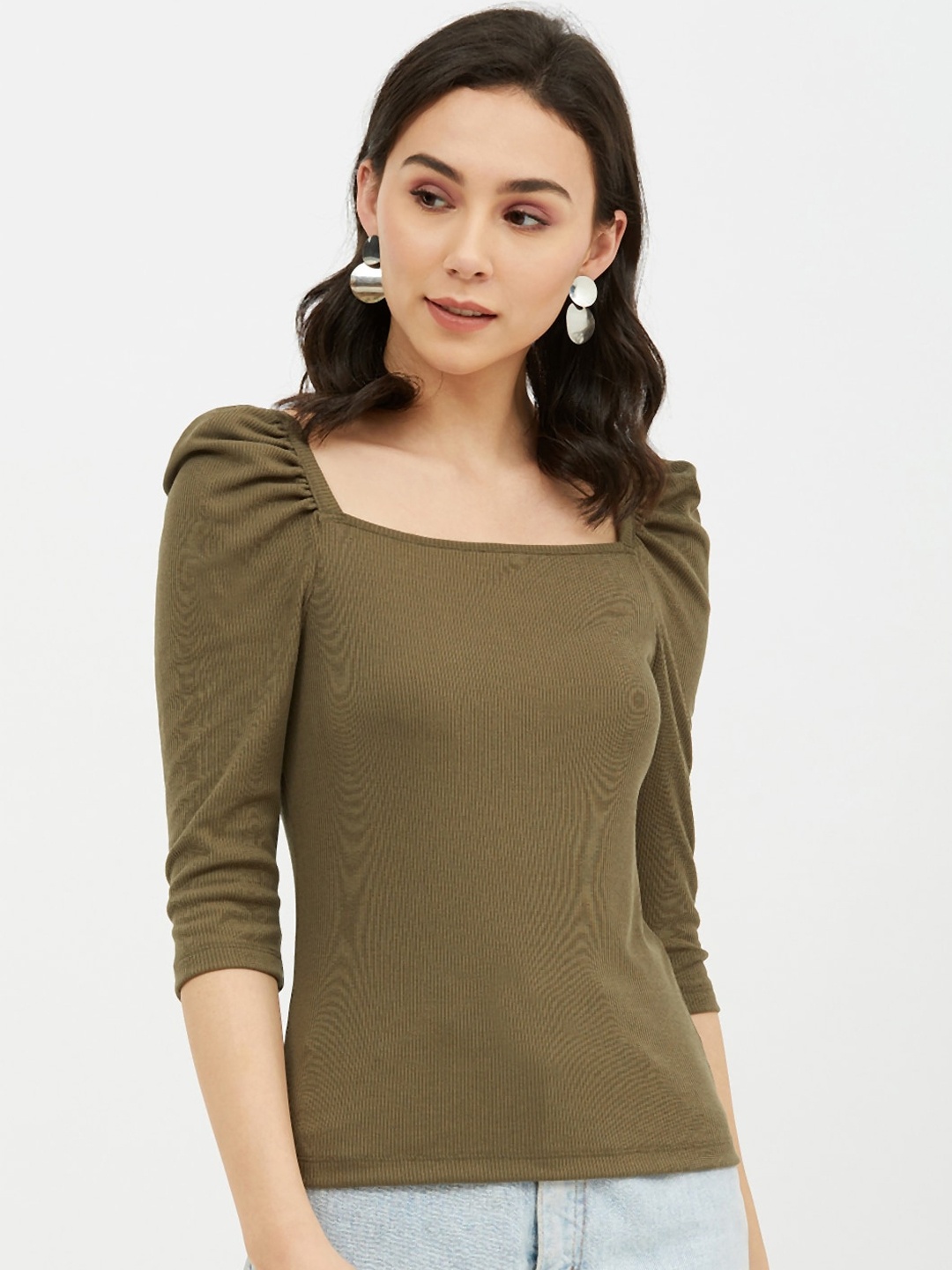 Harpa Olive Green Regular Top