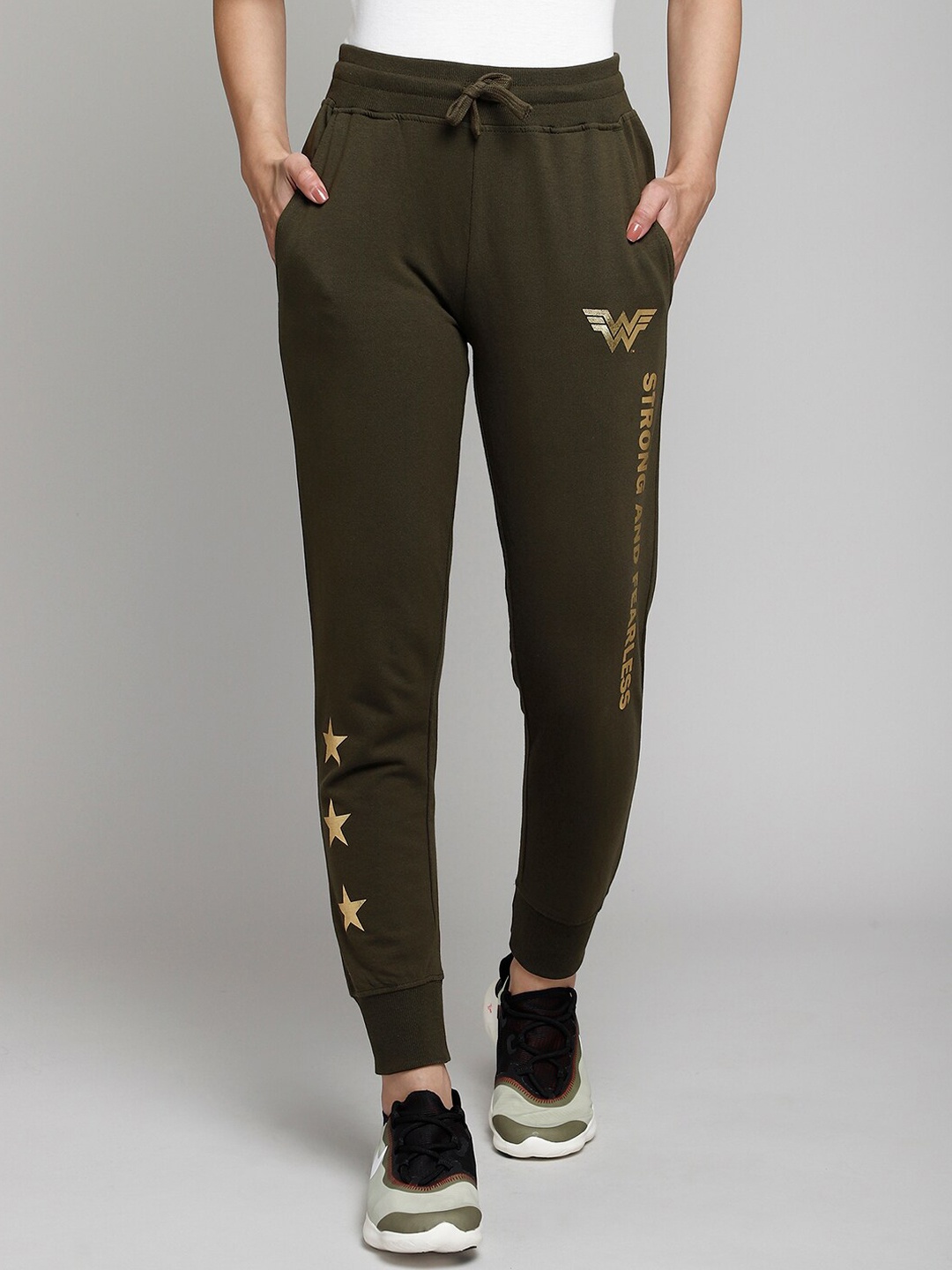 Free Authority Women Olive Green & Gold-Colored Wonder Woman Printed Straight-Fit Pure Cotton Joggers
Free Authority Women Olive Green & Gold-Colored Wonder Woman Printed Straight-Fit Pure Cotton Joggers