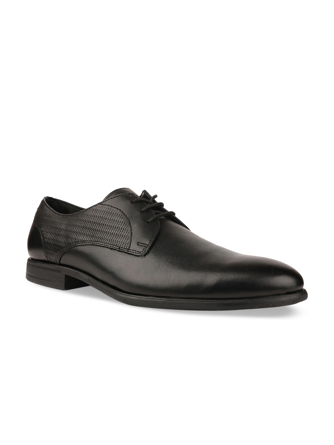 Bata Men Black Solid Leather Formal Derbys