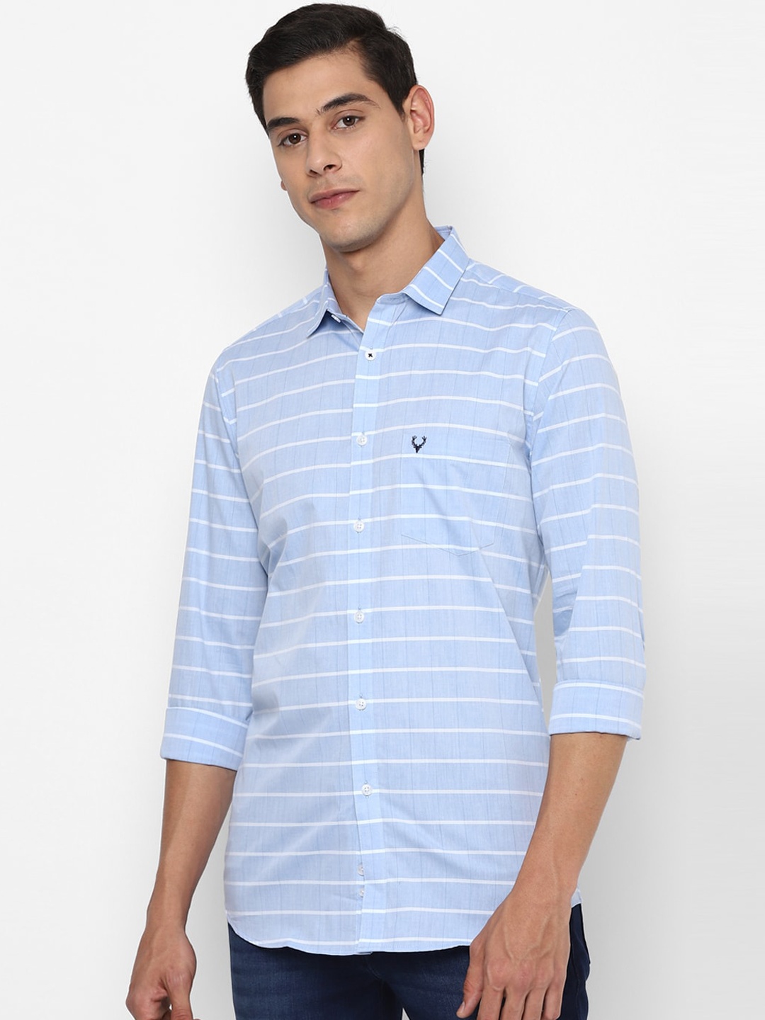 Allen Solly Men Blue & White Slim Fit Striped Casual Shirt