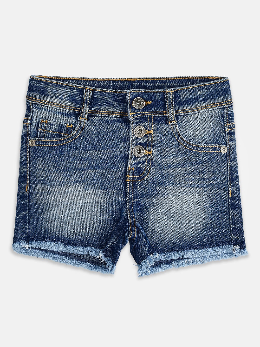 Pantaloons Junior Girls Blue Washed Regular Fit Denim Shorts
