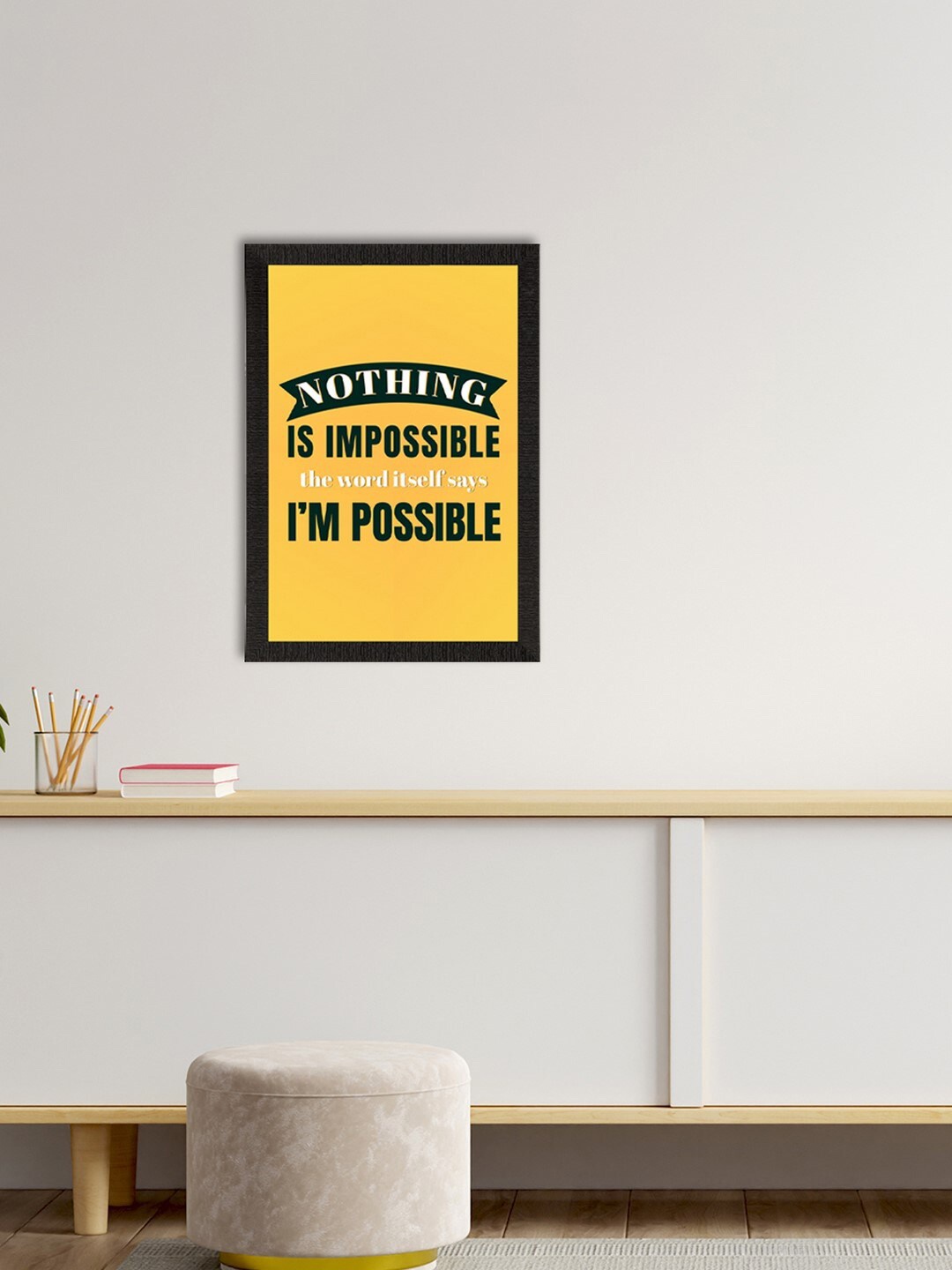 eCraftIndia Yellow & Black Nothing Is Impossible Motivational Quote Satin Matt Texture UV Art Painting
eCraftIndia Yellow & Black Nothing Is Impossible Motivational Quote Satin Matt Texture UV Art Painting
