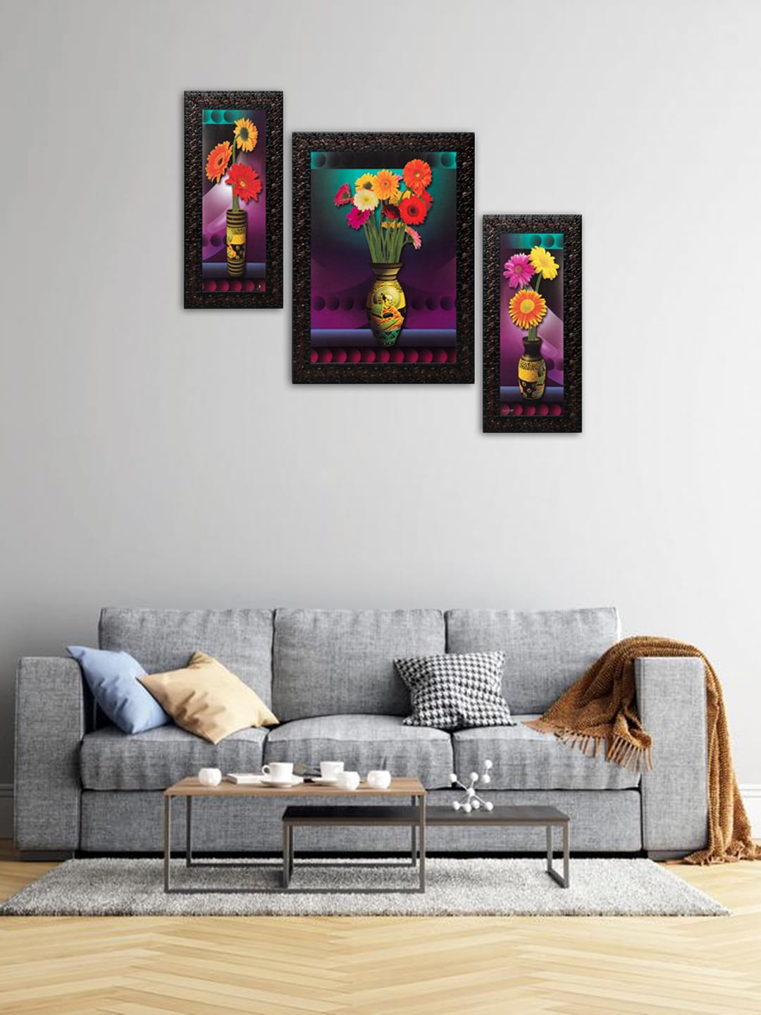 Indianara Set of 3 Multicoloured Flowers in Vases Framed Wall Paintings without Glass, Multi
Indianara Set of 3 Multicoloured Flowers in Vases Framed Wall Paintings without Glass, Multi