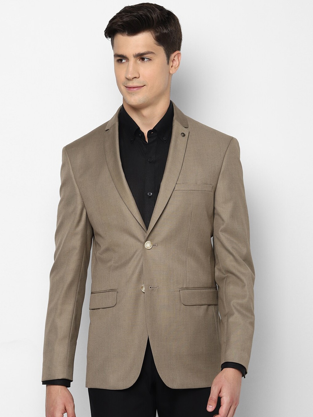 Allen Solly Men Beige Solid Slim-Fit Formal Blazer