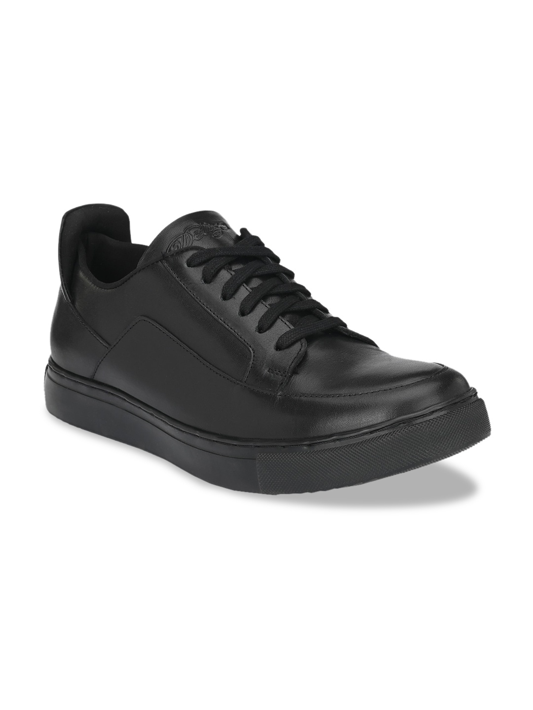 Delize Men Black Leather Sneakers